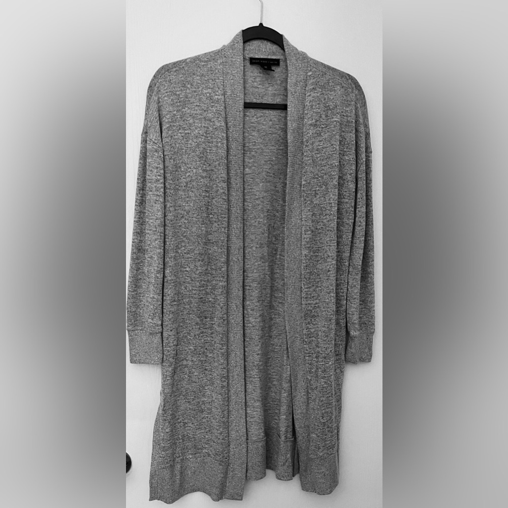 Joan Vass grey open cardigan long sweater